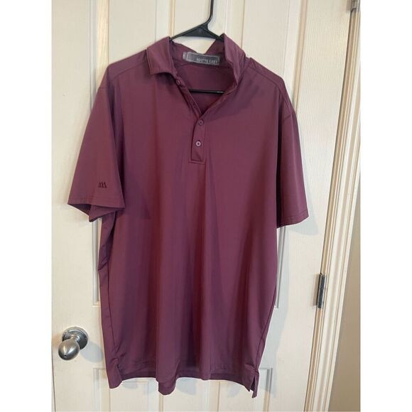 Matte Grey Mens Burgundy High-Low Hem Four-Button Placket Polo Shirt Size XL - Picture 13 of 13